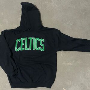Gildan Black Hoodie with Green Celtics Wordmark Logo